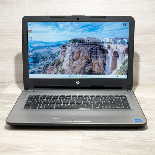 HP 14 – 14″ AMD A8 Quad Core, 8GB RAM, 120GB SSD, Windows 11 Home